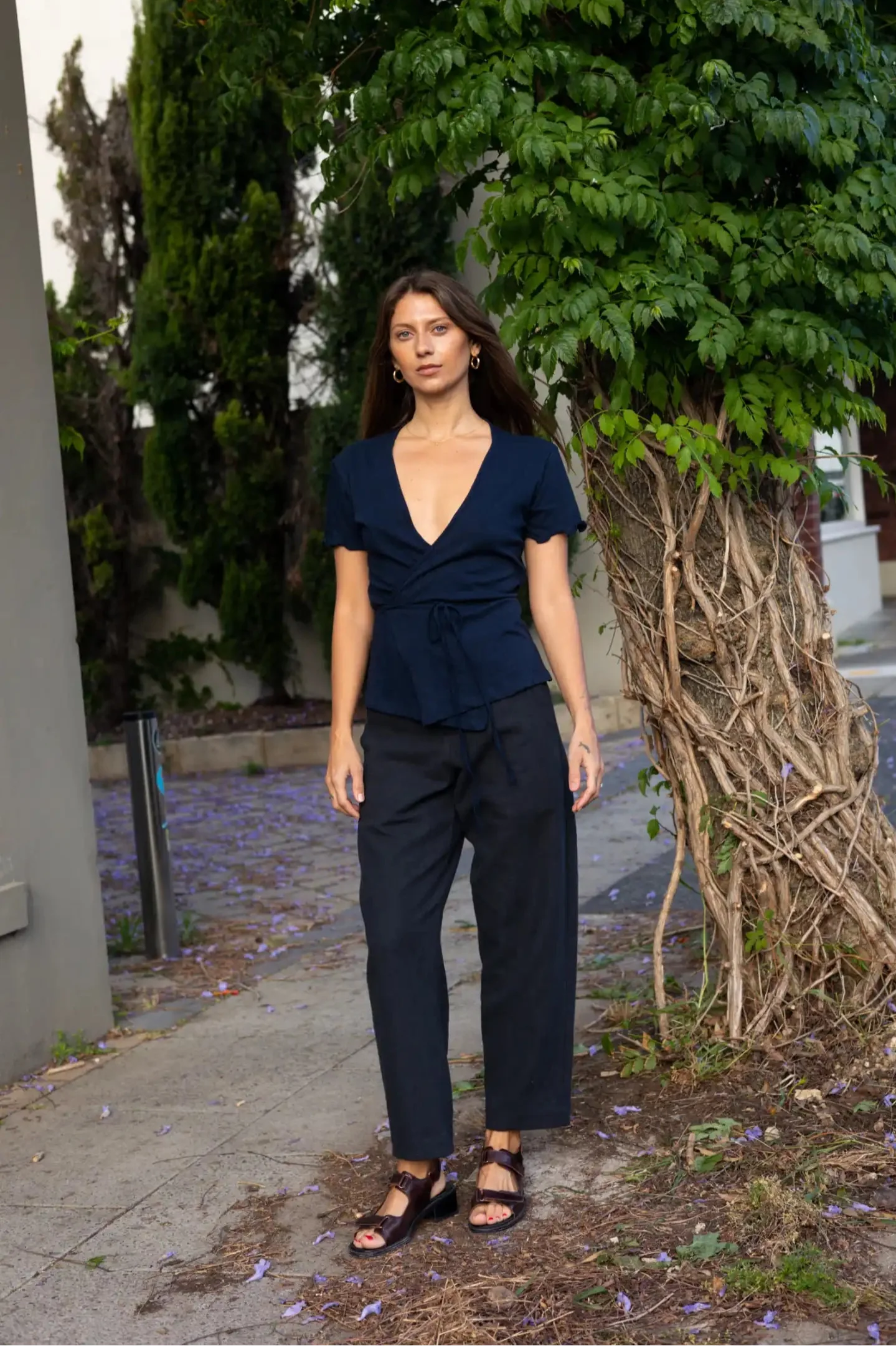 Linen Barrel Leg Pant | Black - Barbeachs