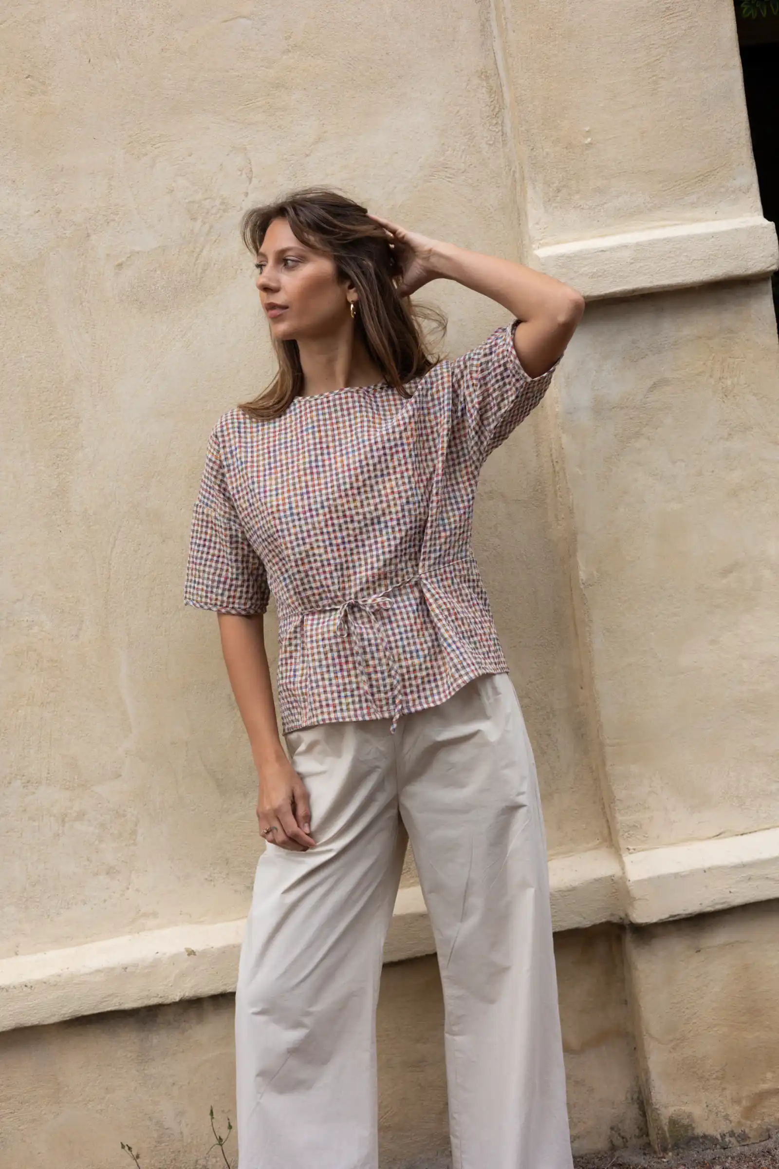 Gather Top with Ties | Multi Gingham - Barbeachs