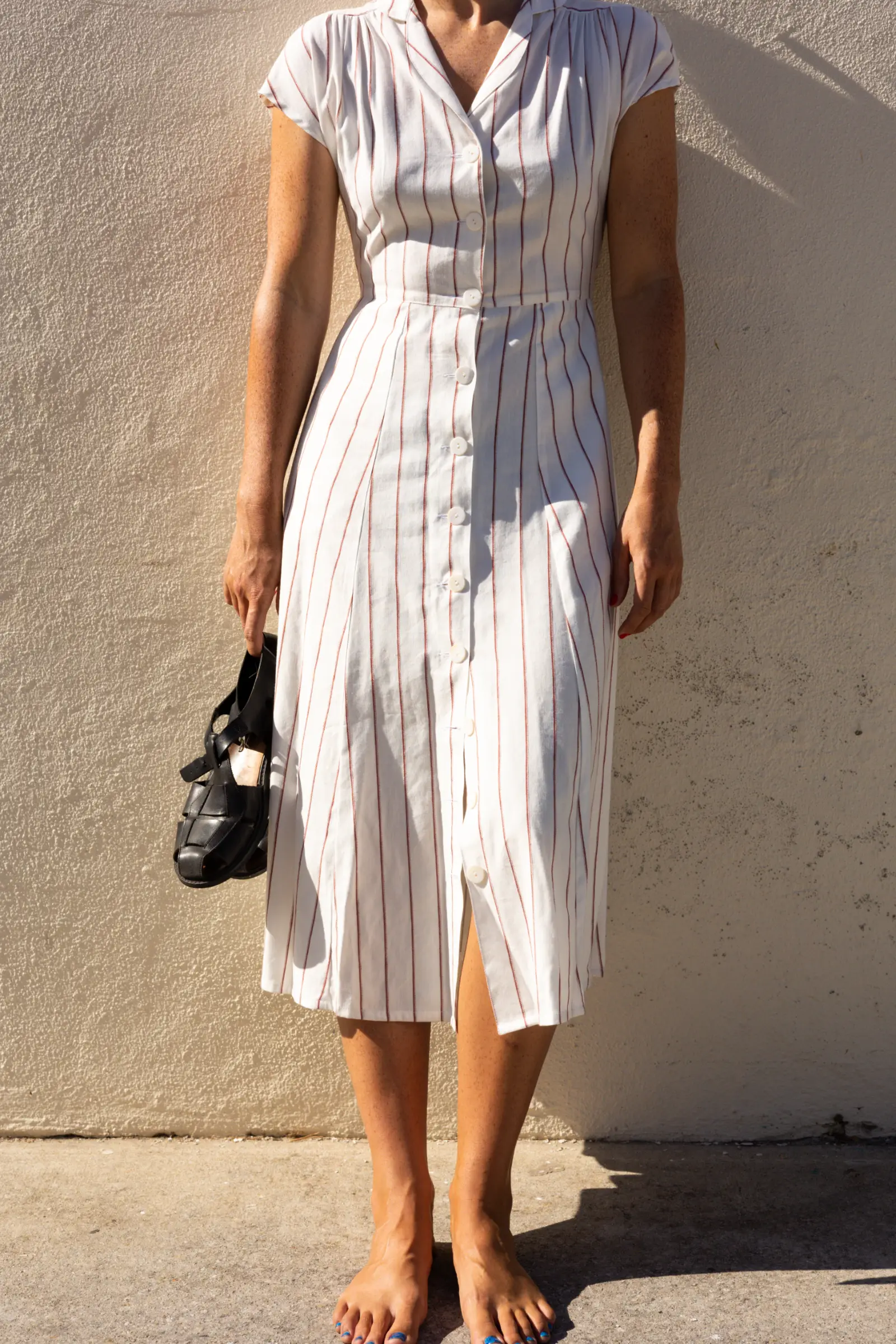 Every Day Dress | White Terracotta Stripe - Barbeachs