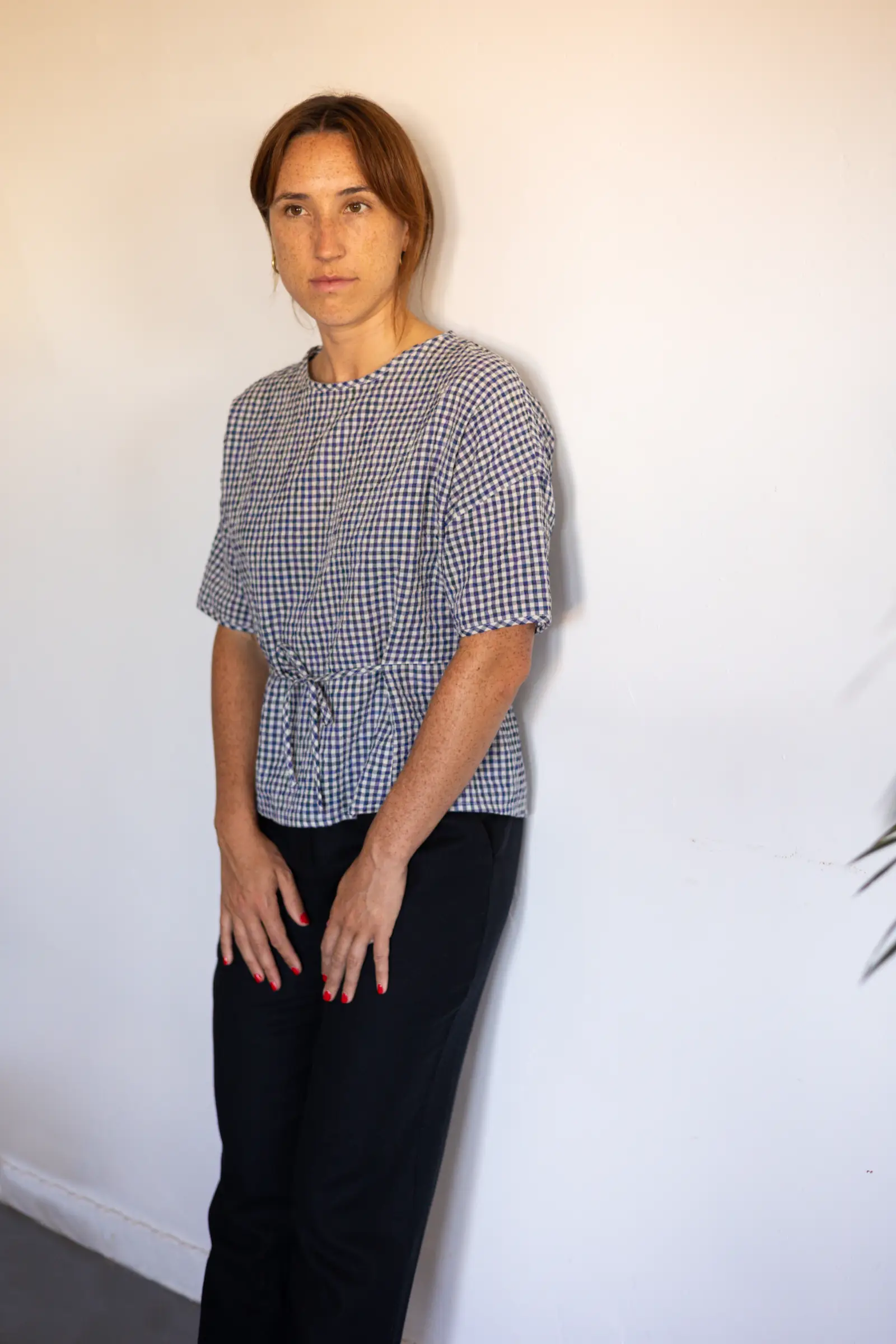 Gather Top with Ties | Royal Blue Gingham - Barbeachs