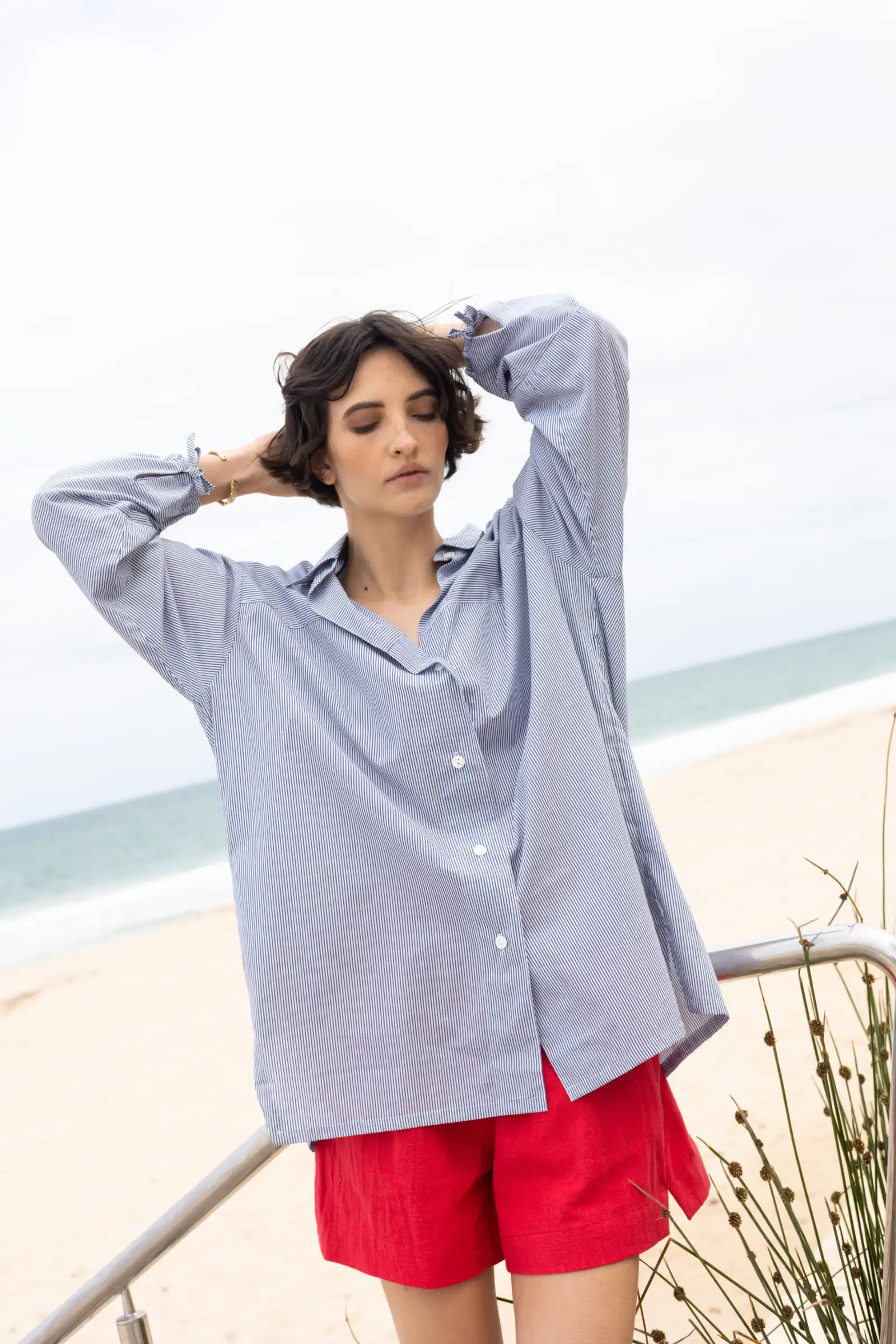 Tie-Sleeve Boyfriend Shirt - Barbeachs