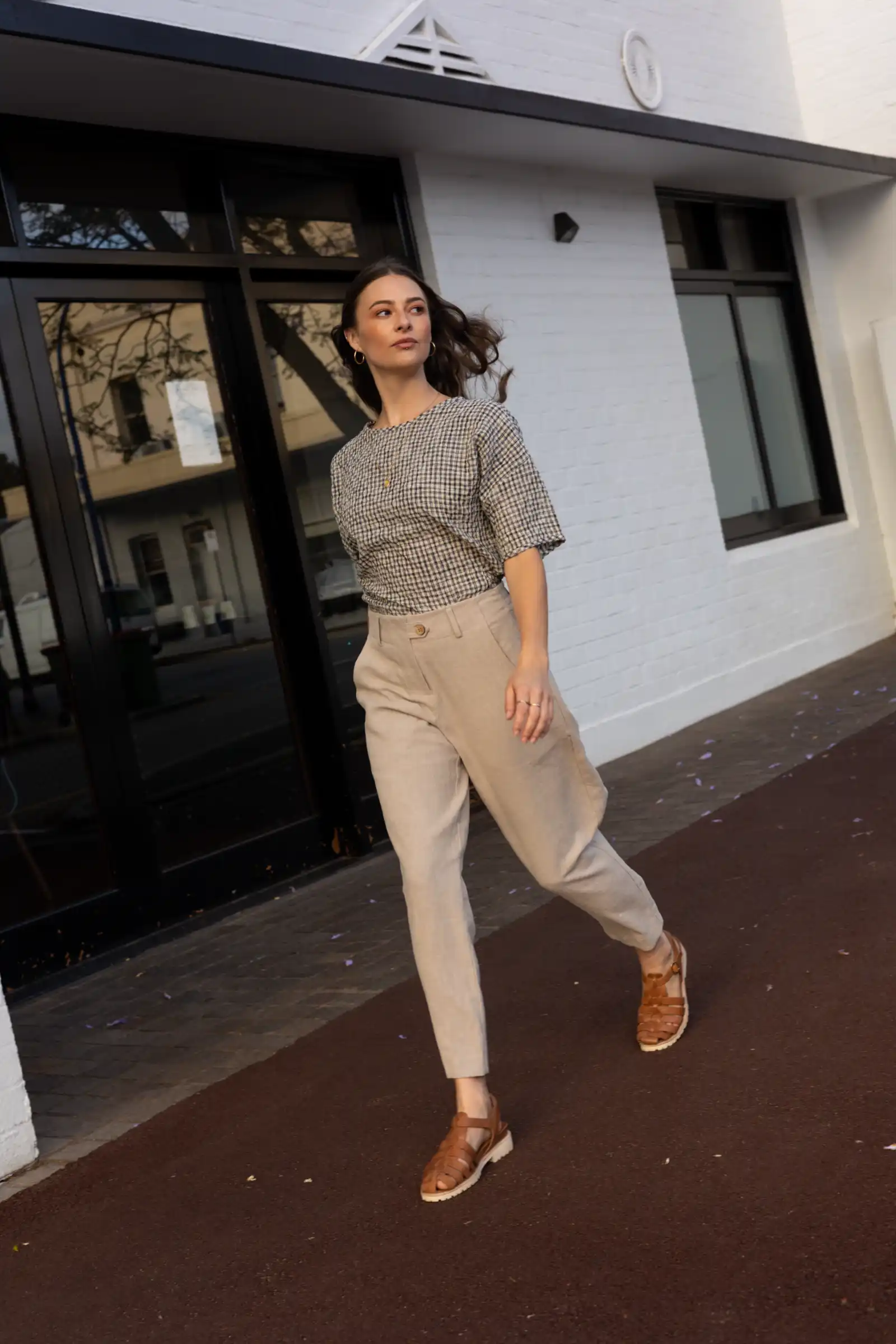 Gather Top with Ties | Black and White Gingham - Barbeachs