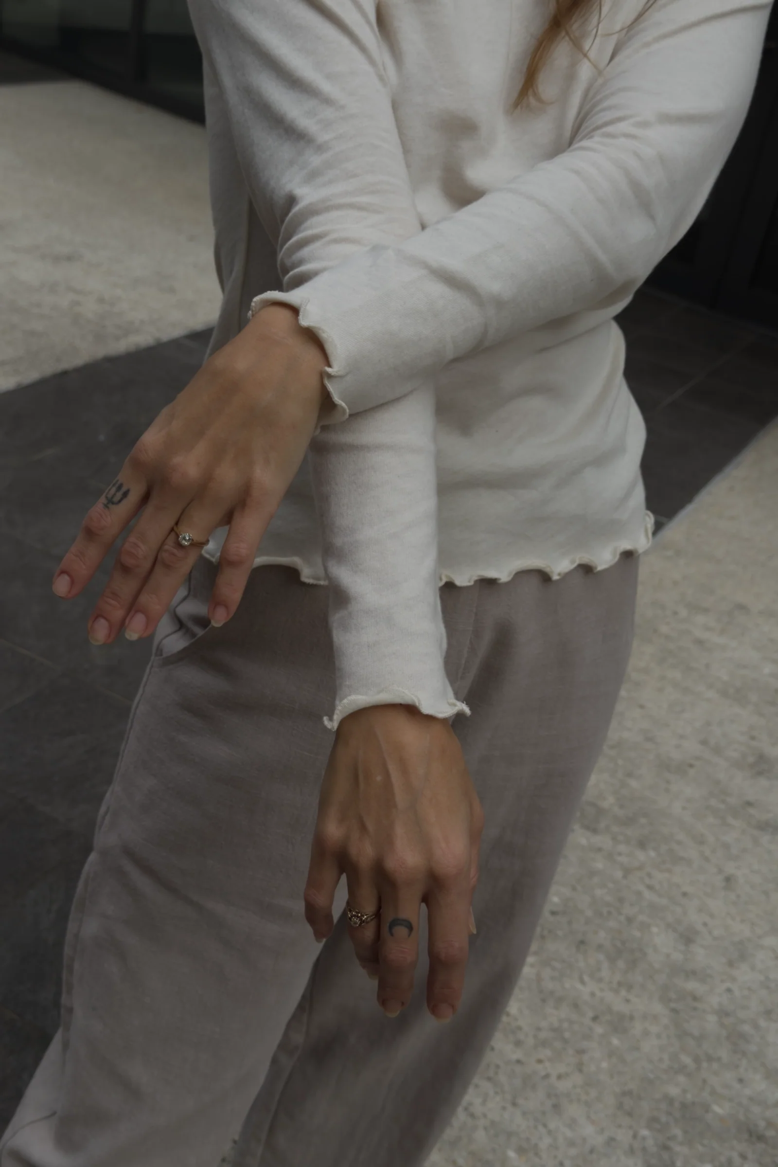 Organic Cotton Long Sleeve Tee | Cream - Barbeachs