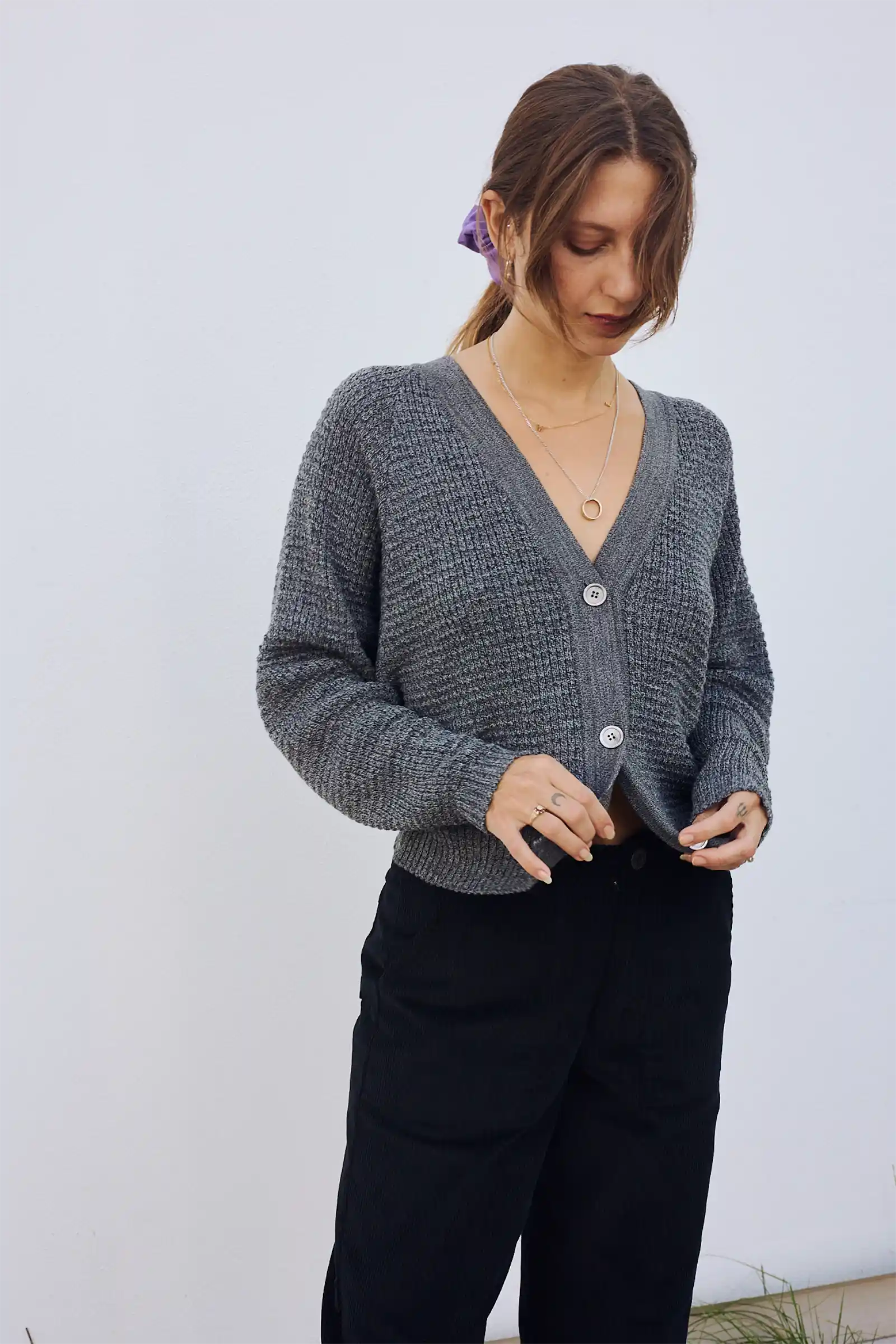 Merino Cardigan Knit | Speckled Grey - Barbeachs