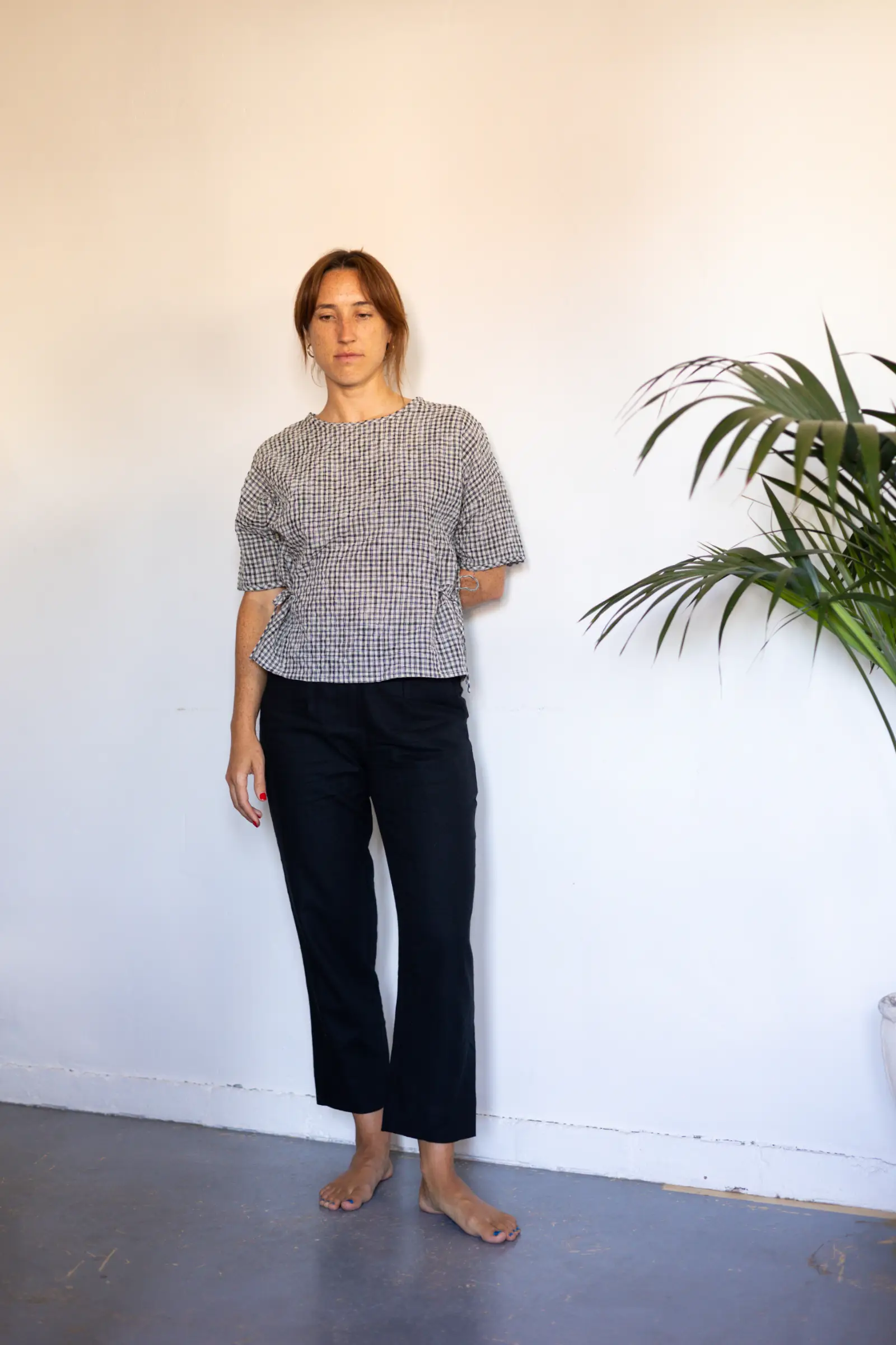 Gather Top with Ties | Black and White Gingham - Barbeachs