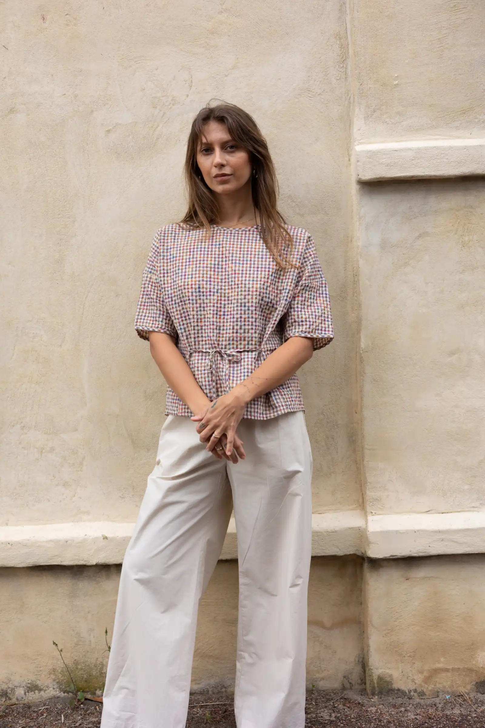 Gather Top with Ties | Multi Gingham - Barbeachs