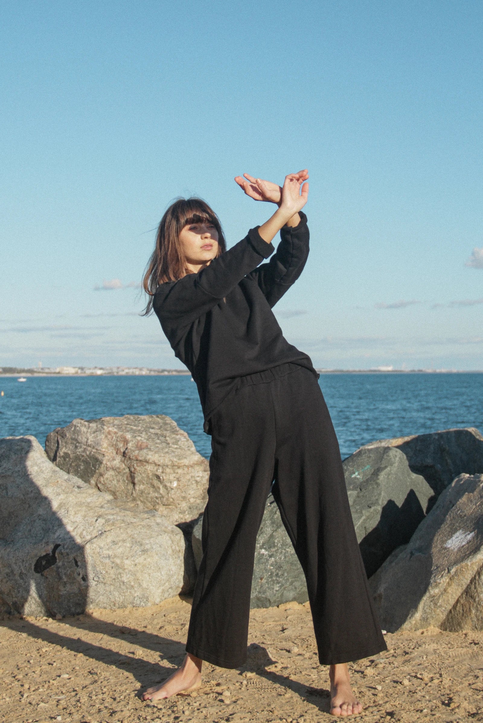 Organic Cotton Fleece Sweatshirt | Black - Barbeachs