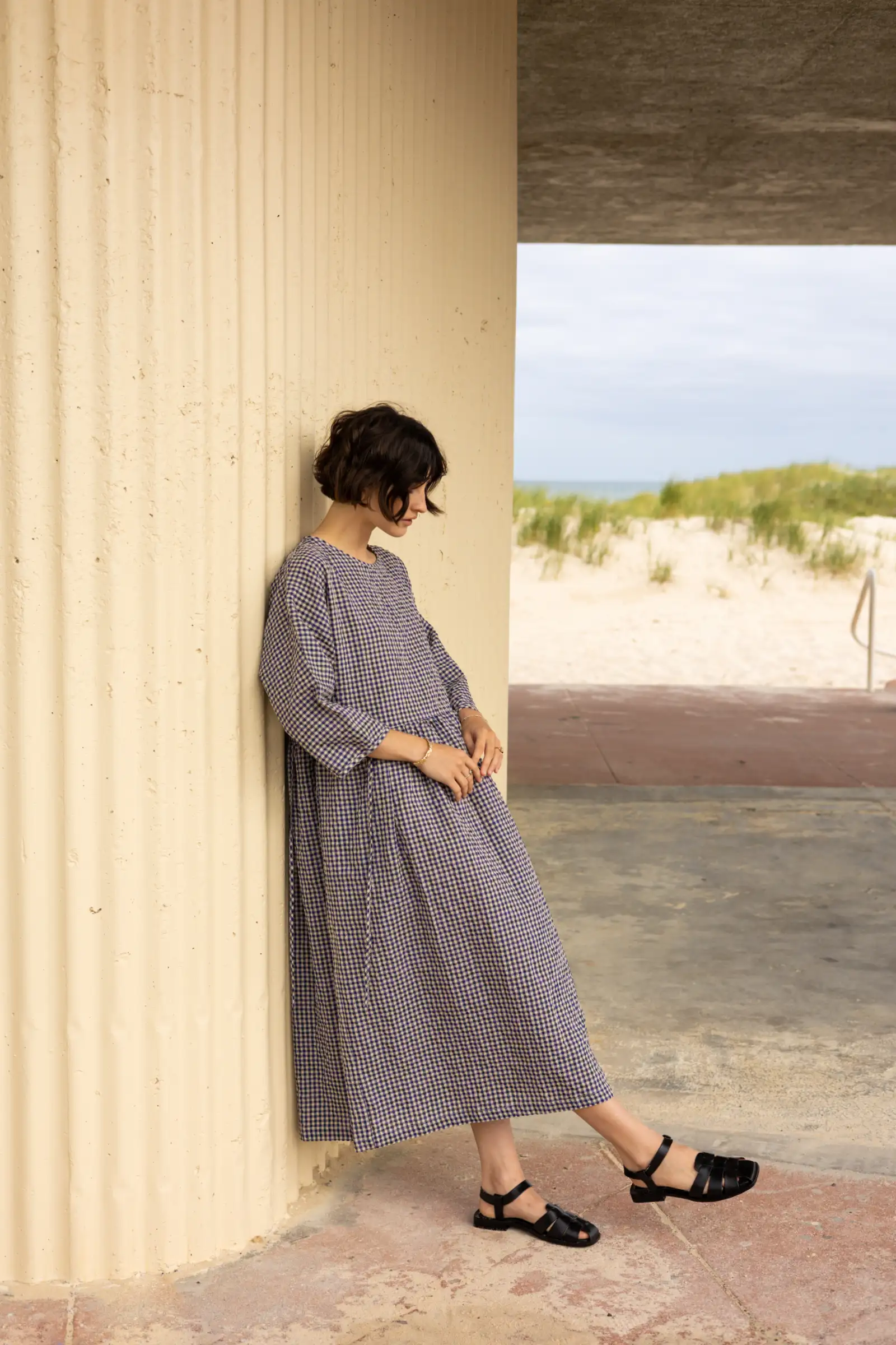 Gather Dress | Royal Blue Gingham - Barbeachs